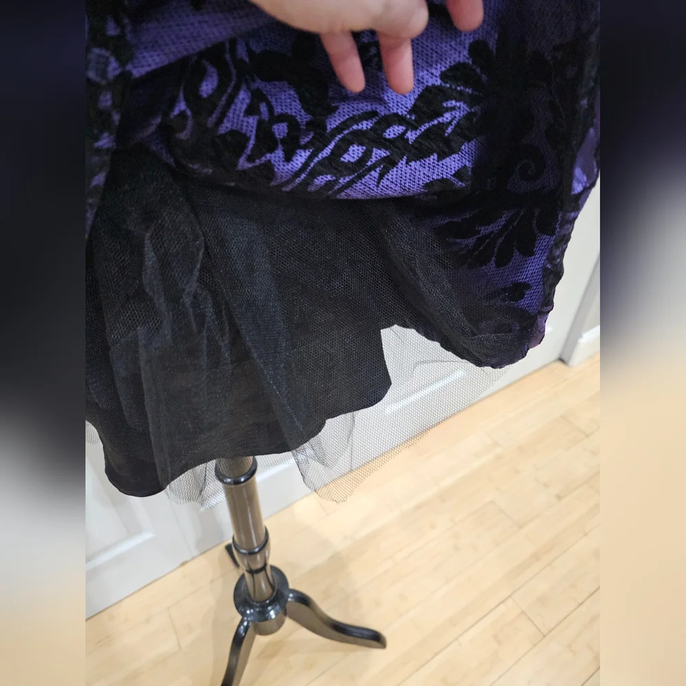 ~SOLD~ Dolls Kill Goth Widow Sultry Sins Black Purple Brocade Corset Dress XS - Picture 8 of 12